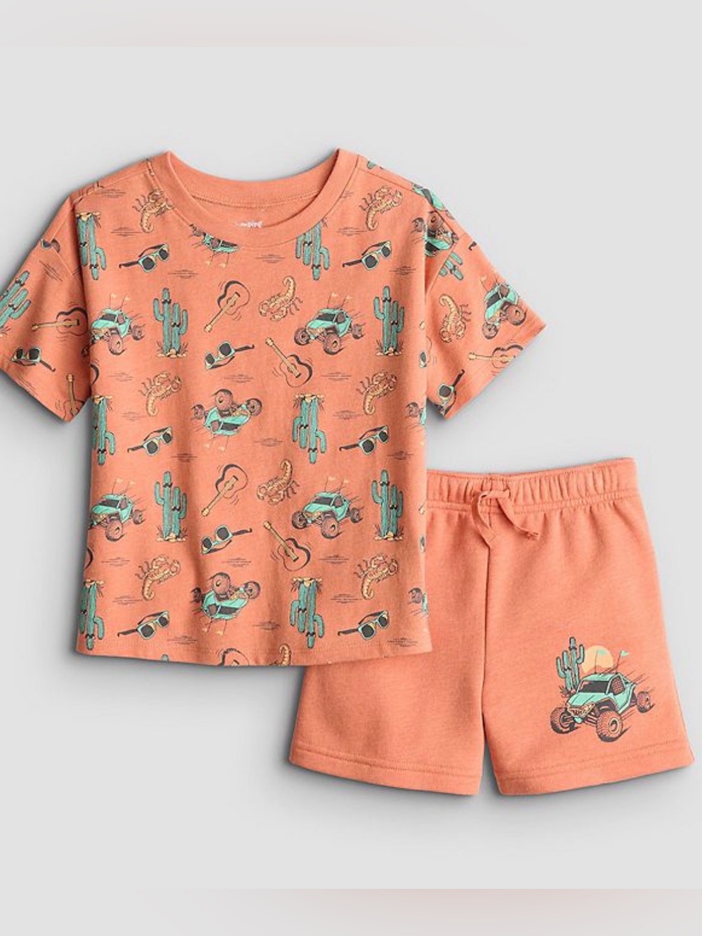 Jumping Beans, Orange desert, knit relaxed tee and short set, NWT